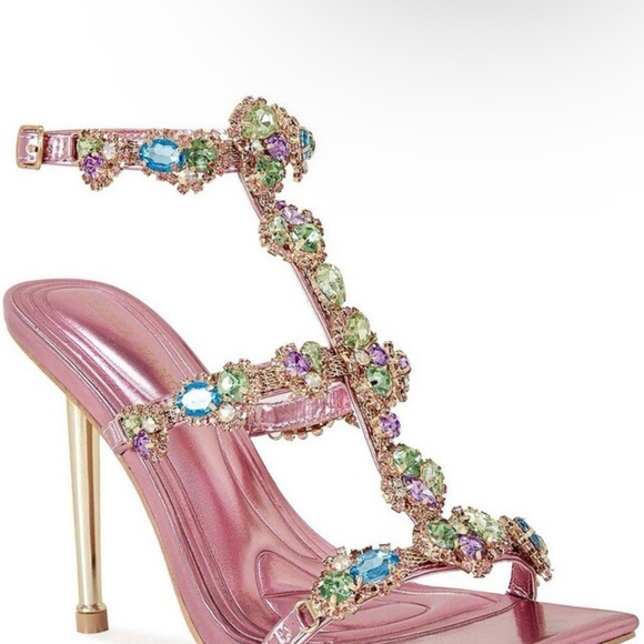 Glamorous Pink Embellished Heels - Picture 1 of 2